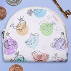 Cartoon-bird-cute-doodle-bird Horseshoe Style Canvas Pouch