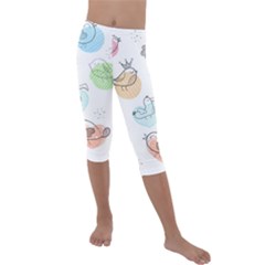 Cartoon-bird-cute-doodle-bird Kids  Lightweight Velour Capri Leggings 