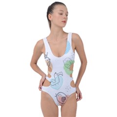 Cartoon-bird-cute-doodle-bird Side Cut Out Swimsuit