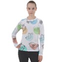 Cartoon-bird-cute-doodle-bird Women s Pique Long Sleeve Tee View1