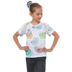 Cartoon-bird-cute-doodle-bird Kids  Mesh Piece Tee