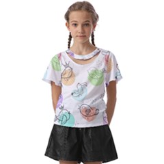 Cartoon-bird-cute-doodle-bird Kids  Front Cut Tee