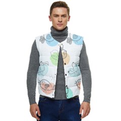 Cartoon-bird-cute-doodle-bird Men s Short Button Up Puffer Vest	