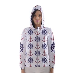 Nautical-seamless-pattern Women s Hooded Windbreaker