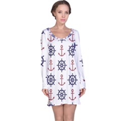 Nautical-seamless-pattern Long Sleeve Nightdress