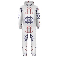 Nautical-seamless-pattern Hooded Jumpsuit (men)