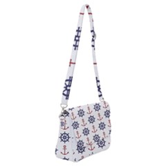 Nautical-seamless-pattern Shoulder Bag With Back Zipper