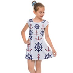 Nautical-seamless-pattern Kids  Cap Sleeve Dress