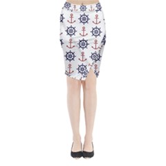 Nautical-seamless-pattern Midi Wrap Pencil Skirt