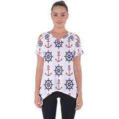 Nautical-seamless-pattern Cut Out Side Drop Tee by Jancukart