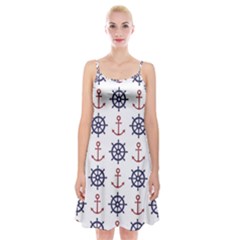 Nautical-seamless-pattern Spaghetti Strap Velvet Dress by Jancukart