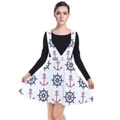 Nautical-seamless-pattern Plunge Pinafore Dress