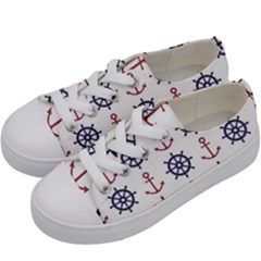 Nautical-seamless-pattern Kids  Low Top Canvas Sneakers by Jancukart