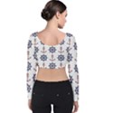 Nautical-seamless-pattern Velvet Long Sleeve Crop Top View2