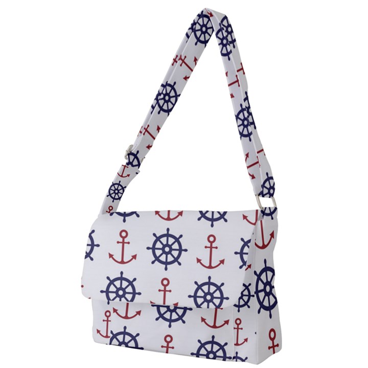 Nautical-seamless-pattern Full Print Messenger Bag (S)