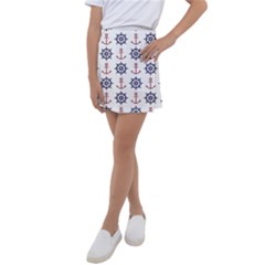 Nautical-seamless-pattern Kids  Tennis Skirt