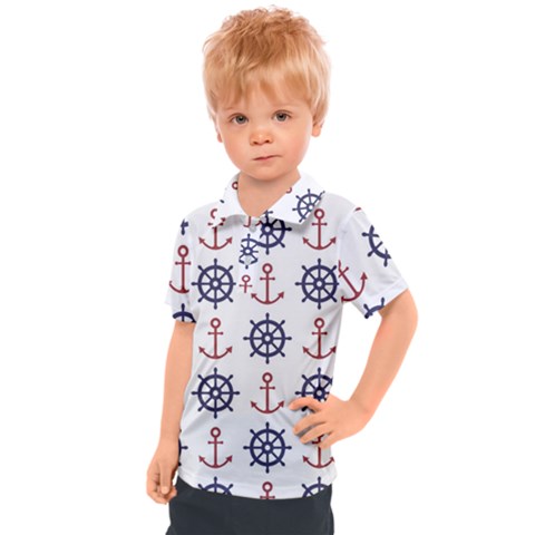 Nautical-seamless-pattern Kids  Polo Tee by Jancukart