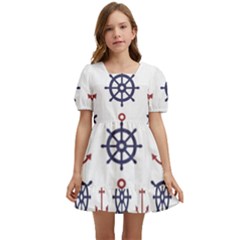 Nautical-seamless-pattern Kids  Short Sleeve Dolly Dress