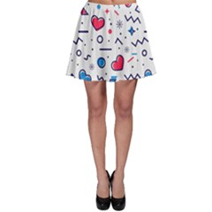 Hearts-seamless-pattern-memphis-style Skater Skirt