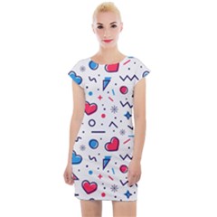 Hearts-seamless-pattern-memphis-style Cap Sleeve Bodycon Dress