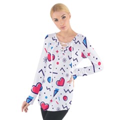 Hearts-seamless-pattern-memphis-style Tie Up Tee