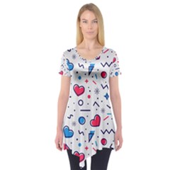 Hearts-seamless-pattern-memphis-style Short Sleeve Tunic 