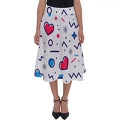 Hearts-seamless-pattern-memphis-style Perfect Length Midi Skirt