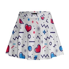 Hearts-seamless-pattern-memphis-style Mini Flare Skirt