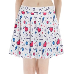 Hearts-seamless-pattern-memphis-style Pleated Mini Skirt