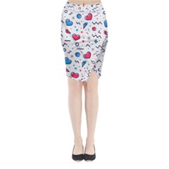 Hearts-seamless-pattern-memphis-style Midi Wrap Pencil Skirt