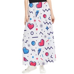 Hearts-seamless-pattern-memphis-style Maxi Chiffon Skirt