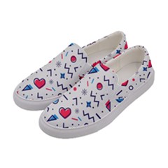 Hearts-seamless-pattern-memphis-style Women s Canvas Slip Ons