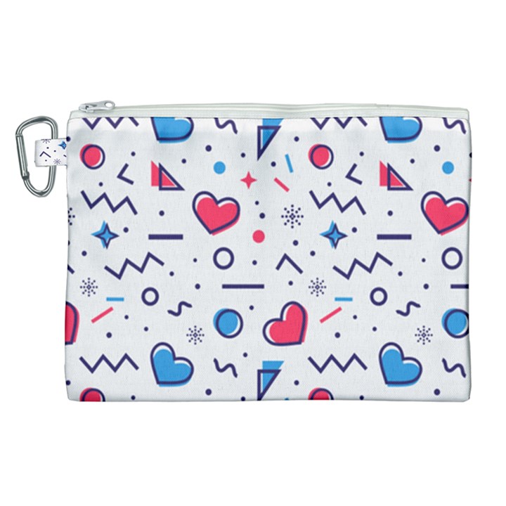 Hearts-seamless-pattern-memphis-style Canvas Cosmetic Bag (XL)