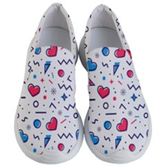 Hearts-seamless-pattern-memphis-style Women s Lightweight Slip Ons