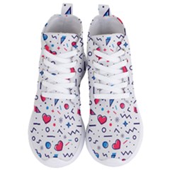 Hearts-seamless-pattern-memphis-style Women s Lightweight High Top Sneakers