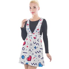 Hearts-seamless-pattern-memphis-style Plunge Pinafore Velour Dress