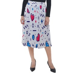 Hearts-seamless-pattern-memphis-style Classic Velour Midi Skirt 