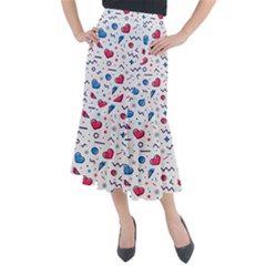 Hearts-seamless-pattern-memphis-style Midi Mermaid Skirt