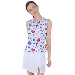 Hearts-seamless-pattern-memphis-style Women s Sleeveless Sports Top