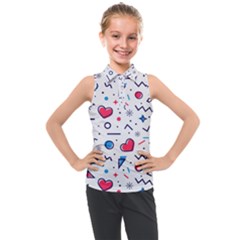 Hearts-seamless-pattern-memphis-style Kids  Sleeveless Polo Tee