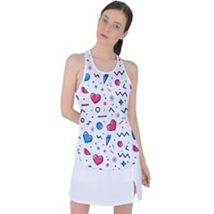 Hearts-seamless-pattern-memphis-style Racer Back Mesh Tank Top