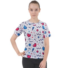 Hearts-seamless-pattern-memphis-style Women s Sport Raglan Tee