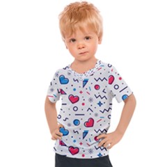 Hearts-seamless-pattern-memphis-style Kids  Sports Tee