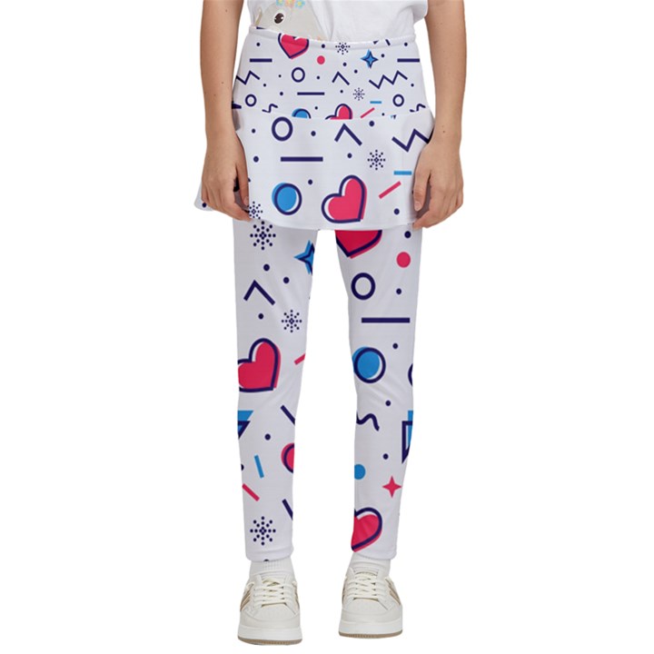 Hearts-seamless-pattern-memphis-style Kids  Skirted Pants