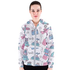 Transportation Seamless Pattern Women s Zipper Hoodie