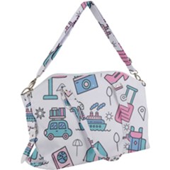 Transportation Seamless Pattern Canvas Crossbody Bag