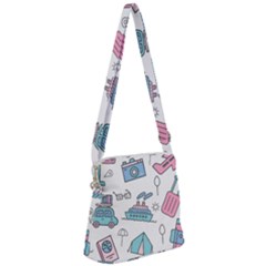 Transportation Seamless Pattern Zipper Messenger Bag