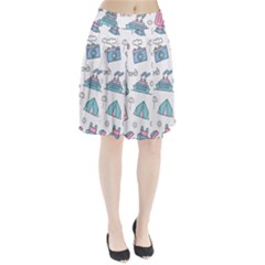 Transportation Seamless Pattern Pleated Skirt