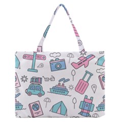 Transportation Seamless Pattern Zipper Medium Tote Bag