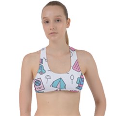 Transportation Seamless Pattern Criss Cross Racerback Sports Bra